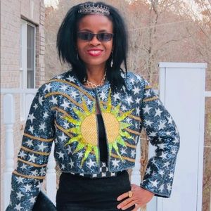 Couture sun star sequin beaded matador jacket coat